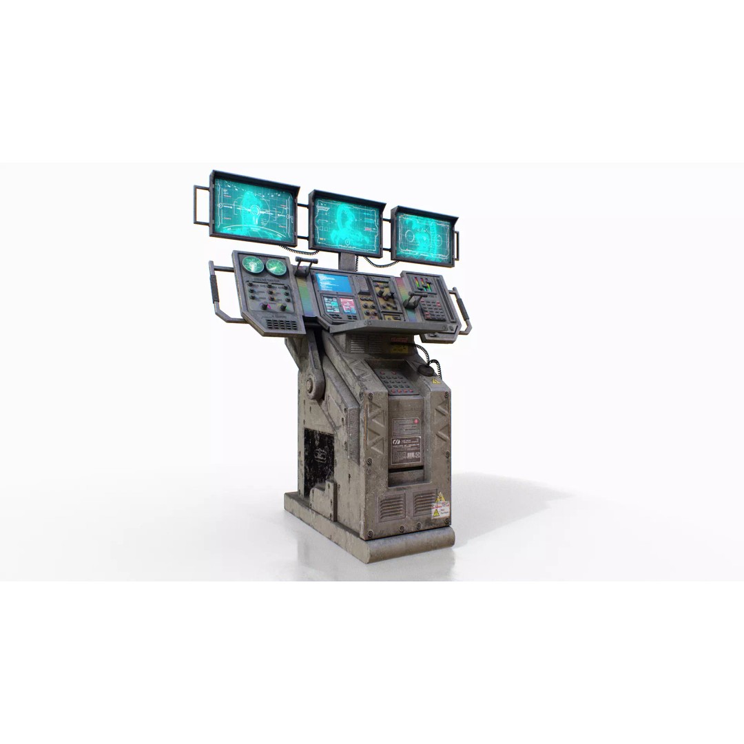 Scifi Industrial Computer 3D Model – Low Poly Game Asset, FBX, PBR - View 2