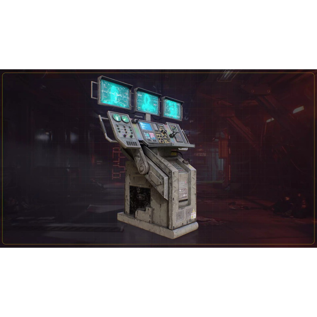 Scifi Industrial Computer 3D Model – Low Poly Game Asset, FBX, PBR - View 5