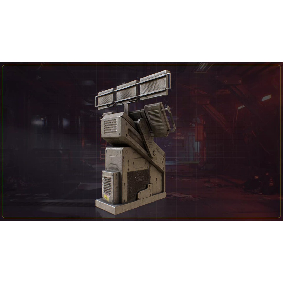 Scifi Industrial Computer 3D Model – Low Poly Game Asset, FBX, PBR - View 7