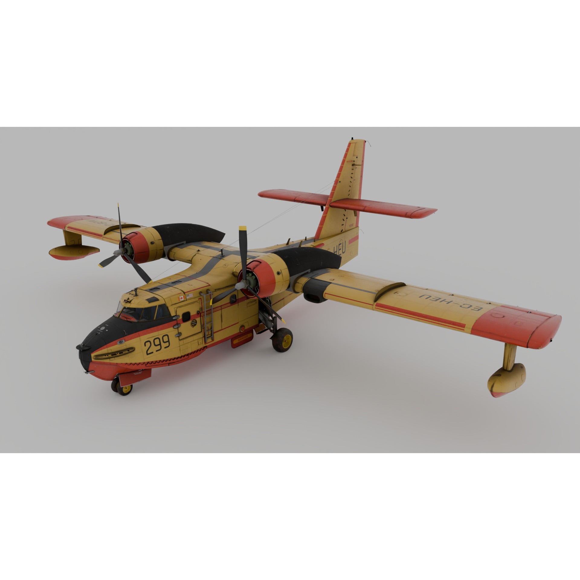 Canadair CL-215 - High-Poly 3D Model - View 6