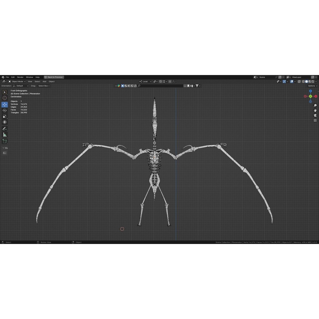 Pteranodon 3D Model – Realistic Low-Poly Dinosaur Fossil, FBX