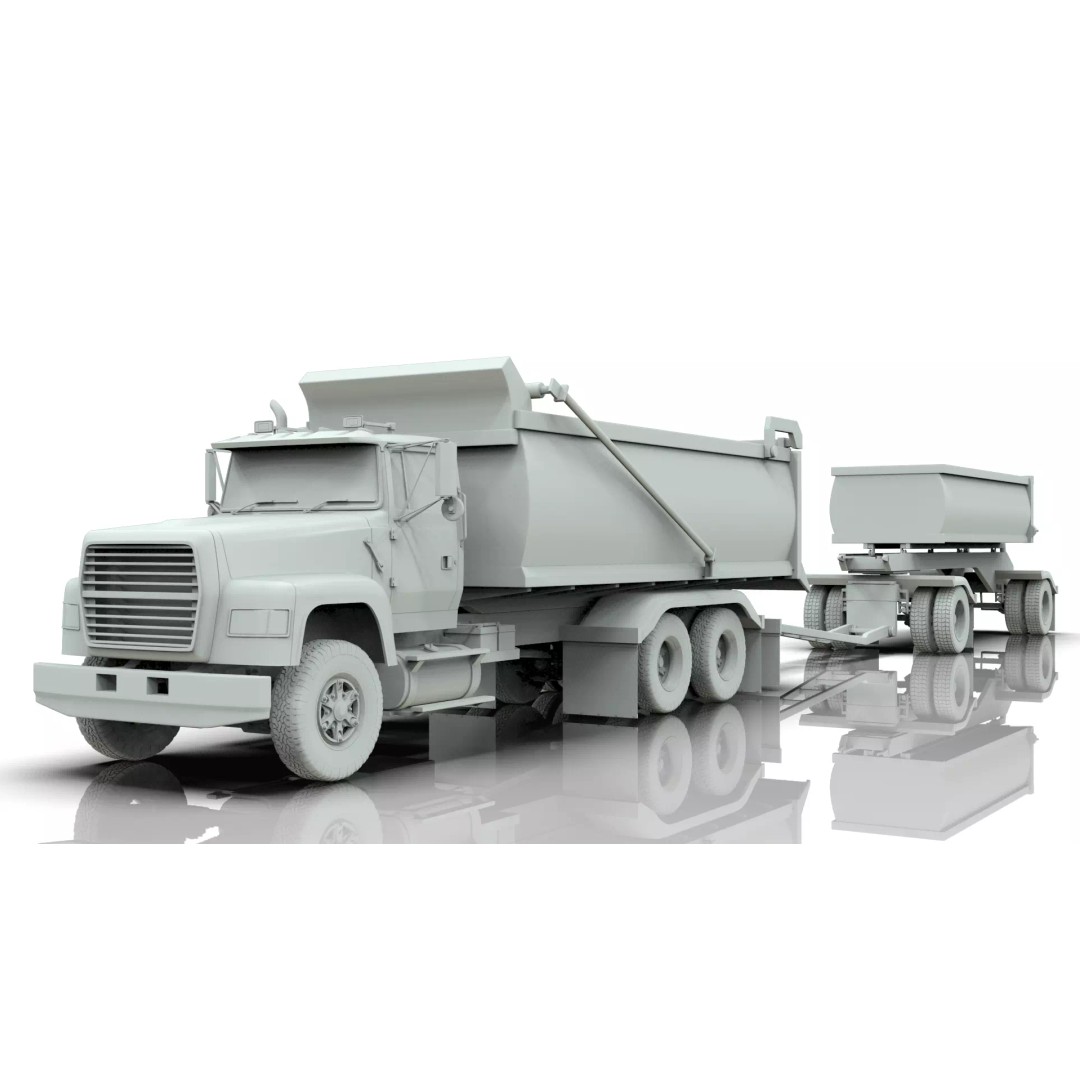L9000 Transfer Dump Truck 3D Model – Historical Hood Variants, Blender - View 18