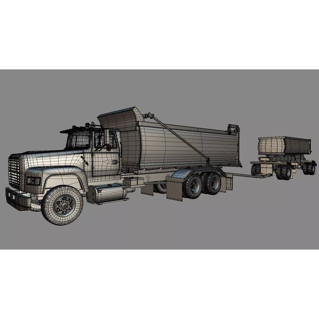 L9000 Transfer Dump Truck 3D Model – Historical Hood Variants, Blender - View 24