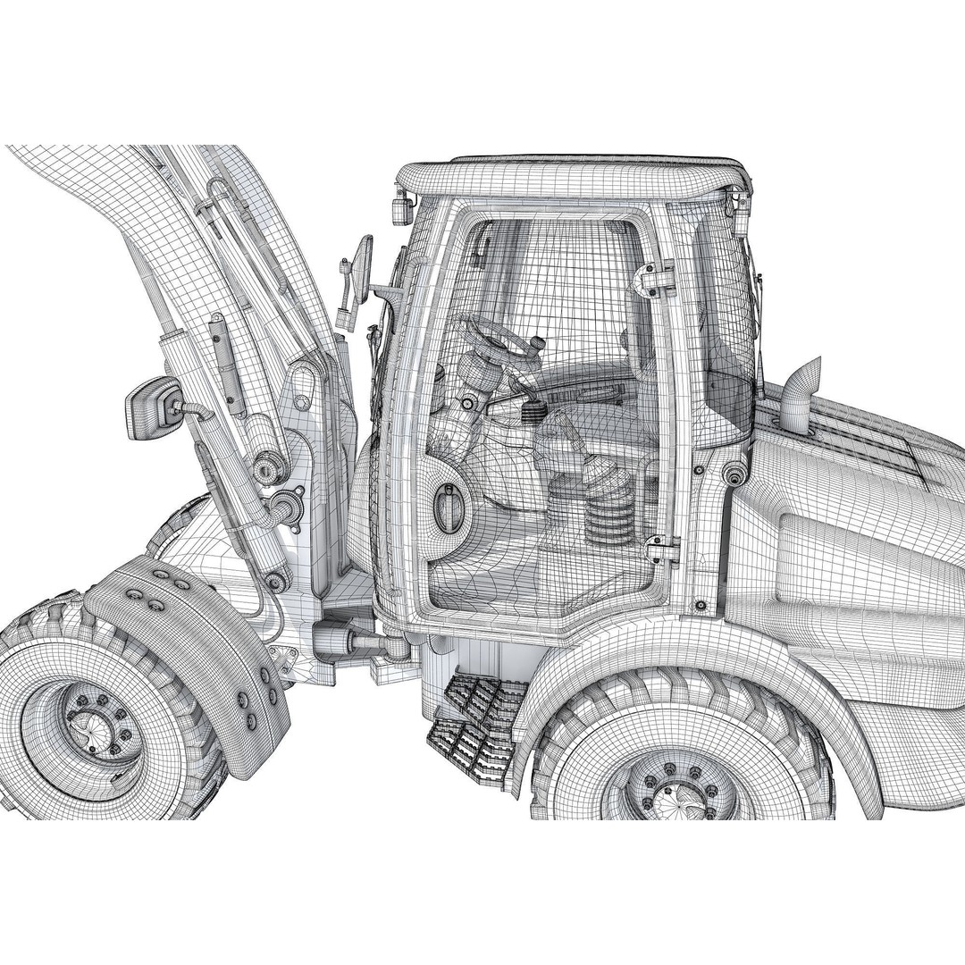 Wheel Loader 3D Model – High-Resolution Industrial Vehicle, FBX, OBJ