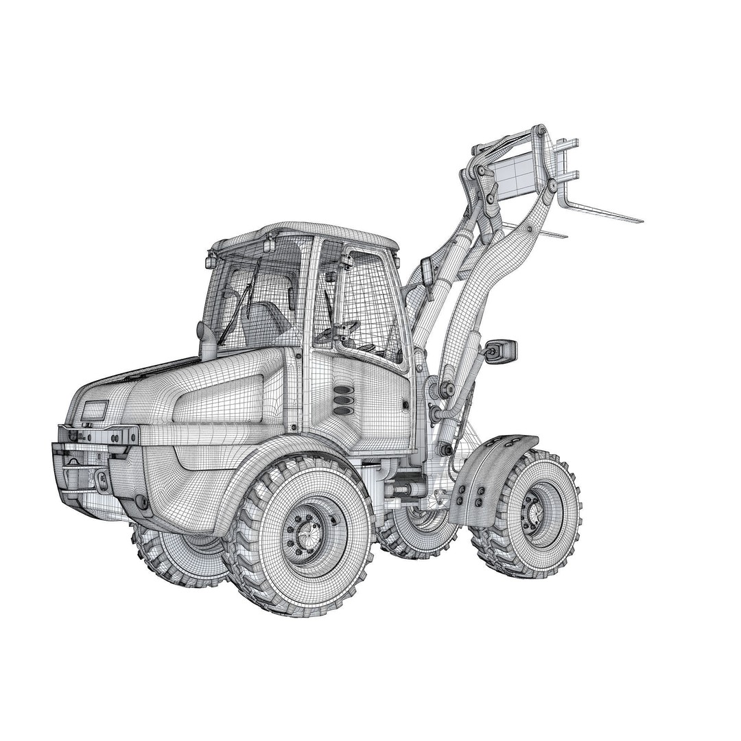 Wheel Loader 3D Model – High-Resolution Industrial Vehicle, FBX, OBJ - View 18