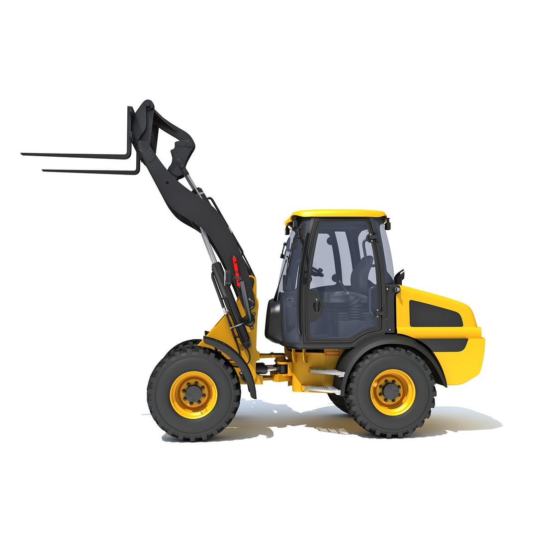 Wheel Loader 3D Model – High-Resolution Industrial Vehicle, FBX, OBJ - View 3