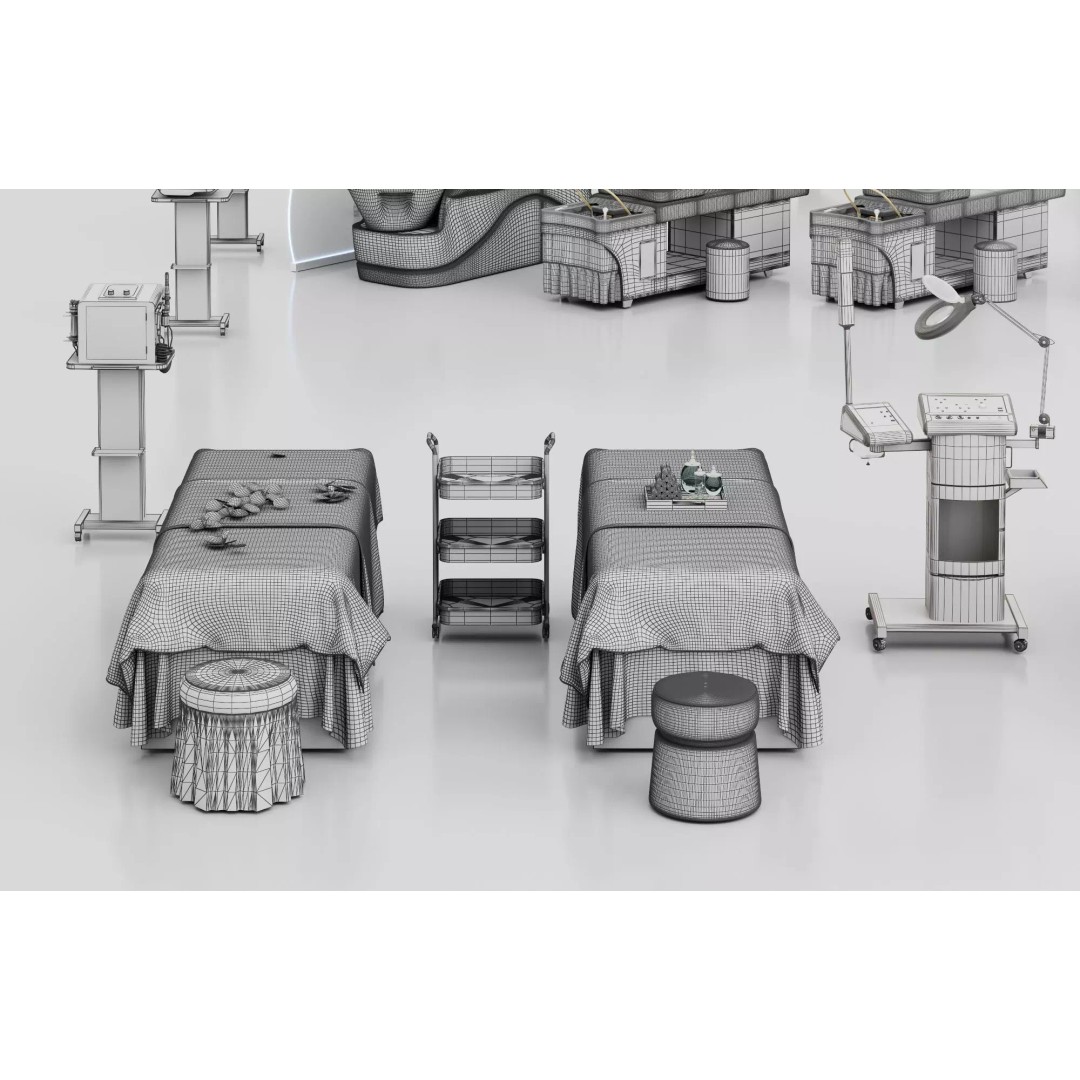 Luxury Spa Equipment 3D Model – Low Poly Rigged Collection for Archviz - View 16