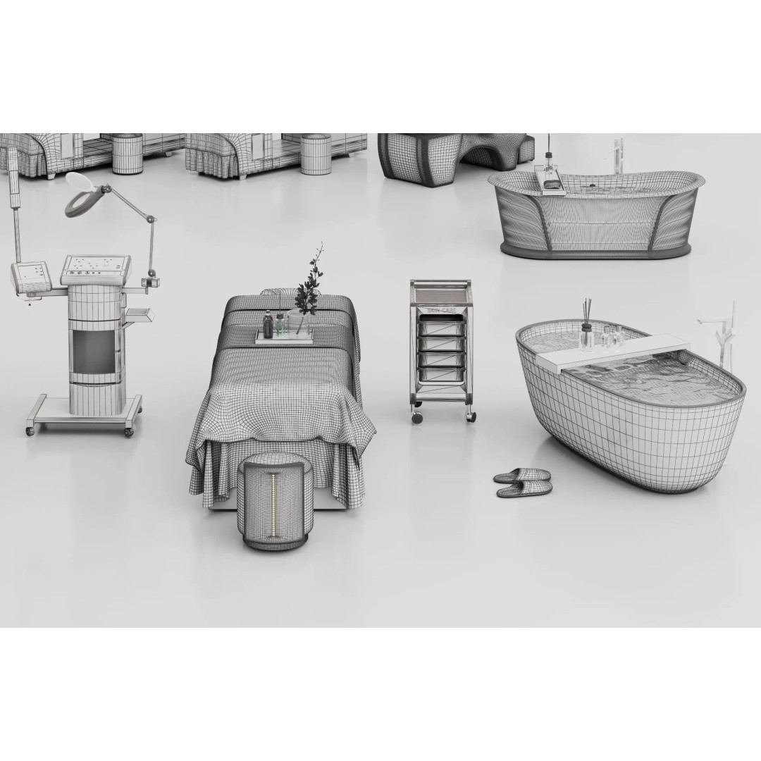Luxury Spa Equipment 3D Model – Low Poly Rigged Collection for Archviz - View 17