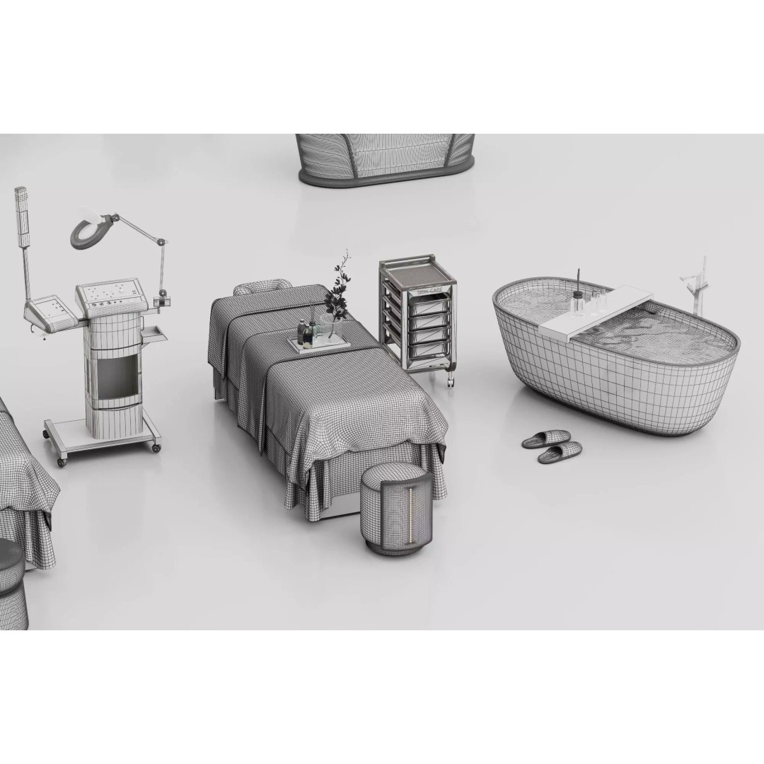 Luxury Spa Equipment 3D Model – Low Poly Rigged Collection for Archviz - View 25
