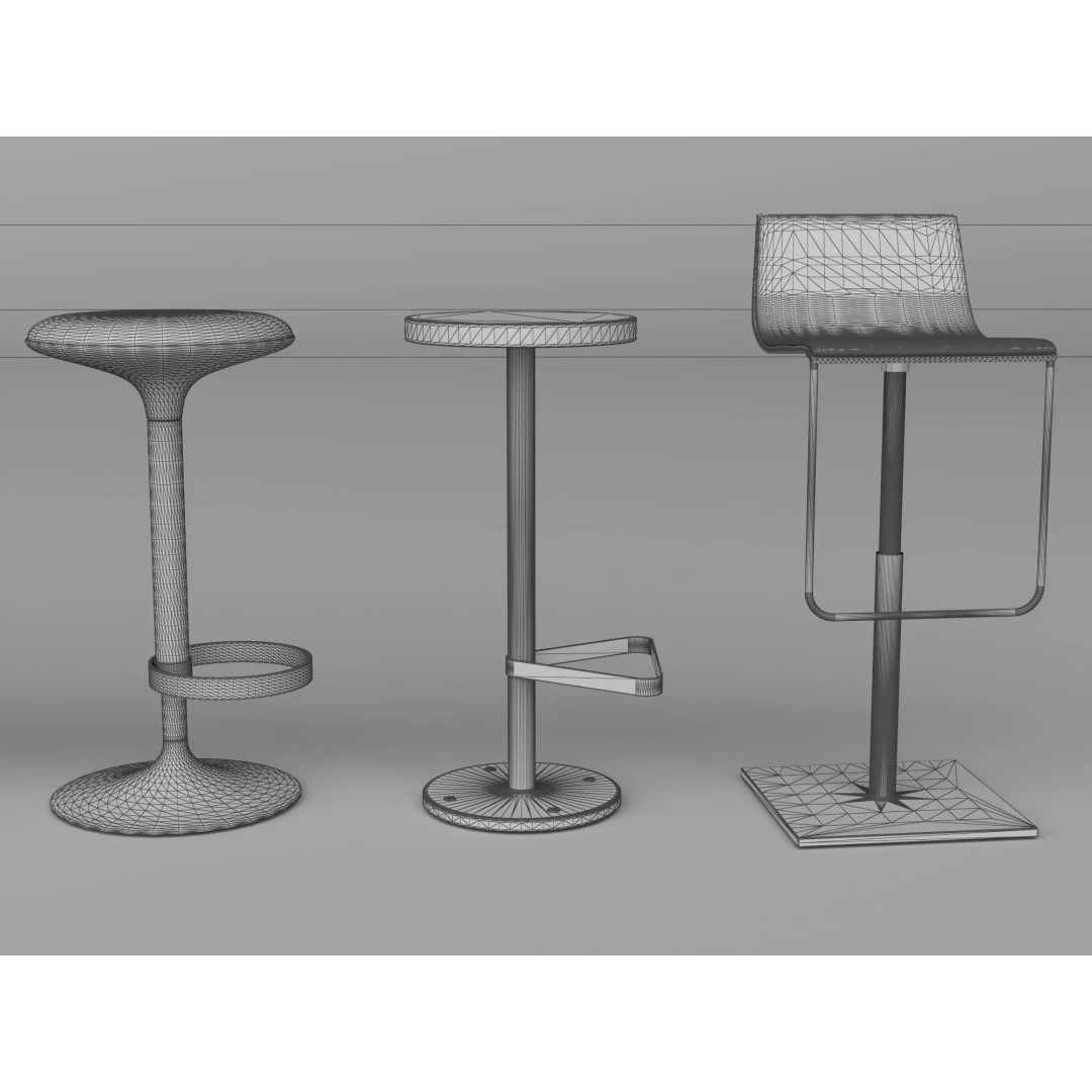 Modern Bar Stool 3D Model – Low Poly Realistic Furniture Asset