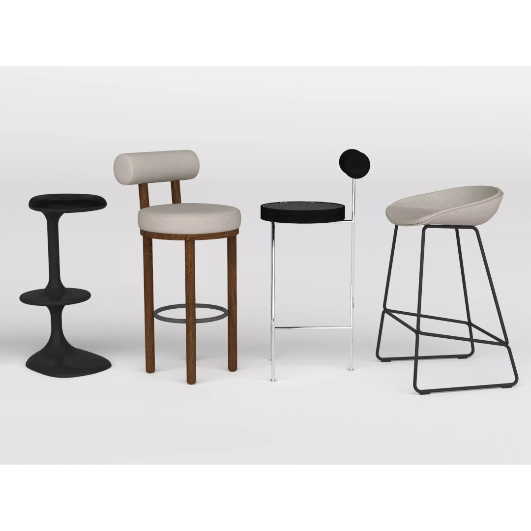 Modern Bar Stool 3D Model – Low Poly Realistic Furniture Asset - View 12