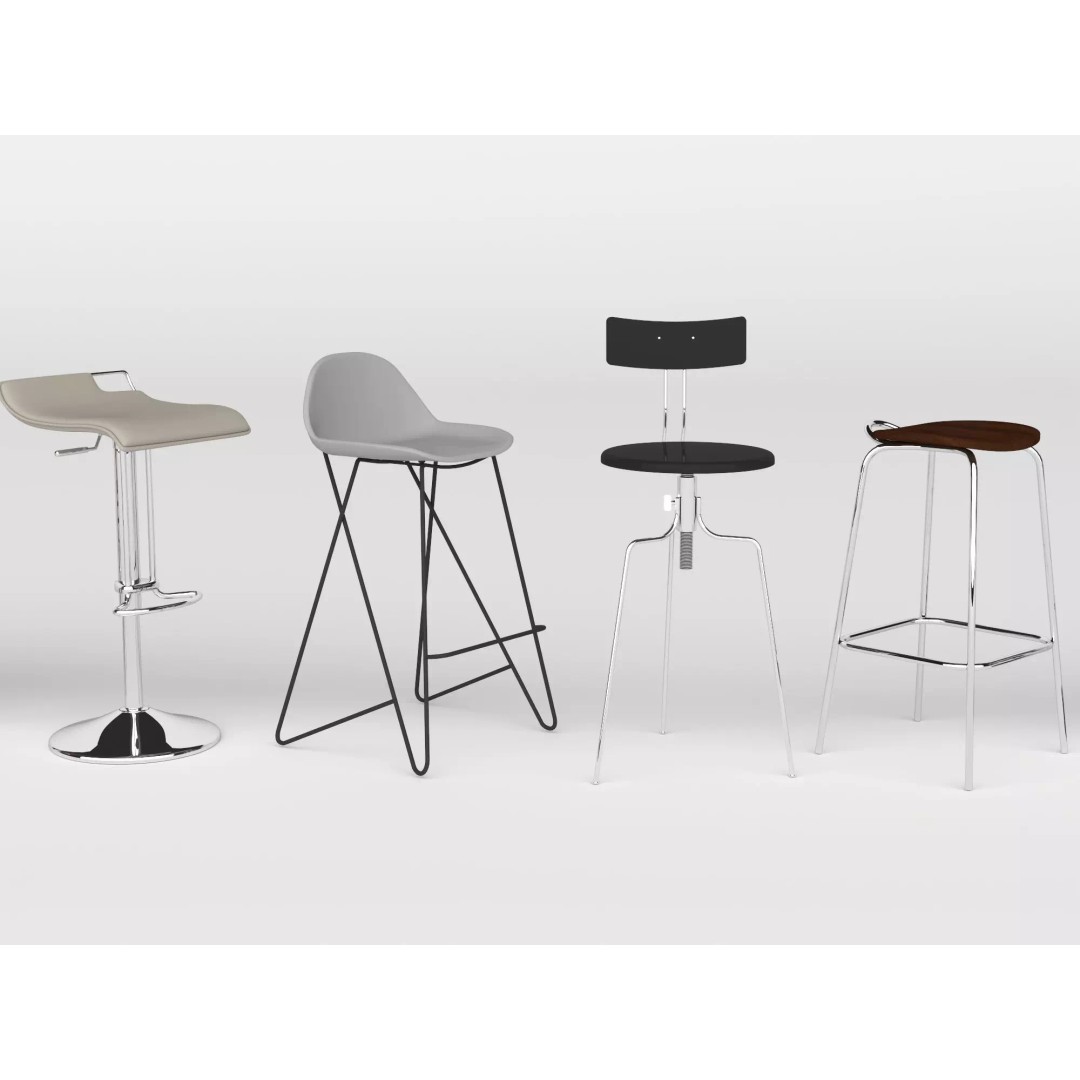 Modern Bar Stool 3D Model – Low Poly Realistic Furniture Asset - View 14