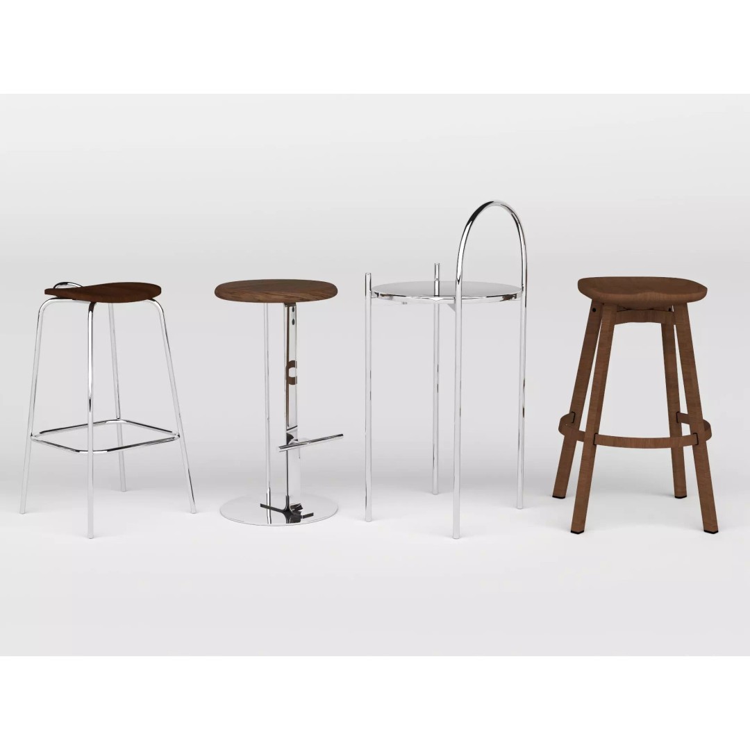 Modern Bar Stool 3D Model – Low Poly Realistic Furniture Asset - View 15