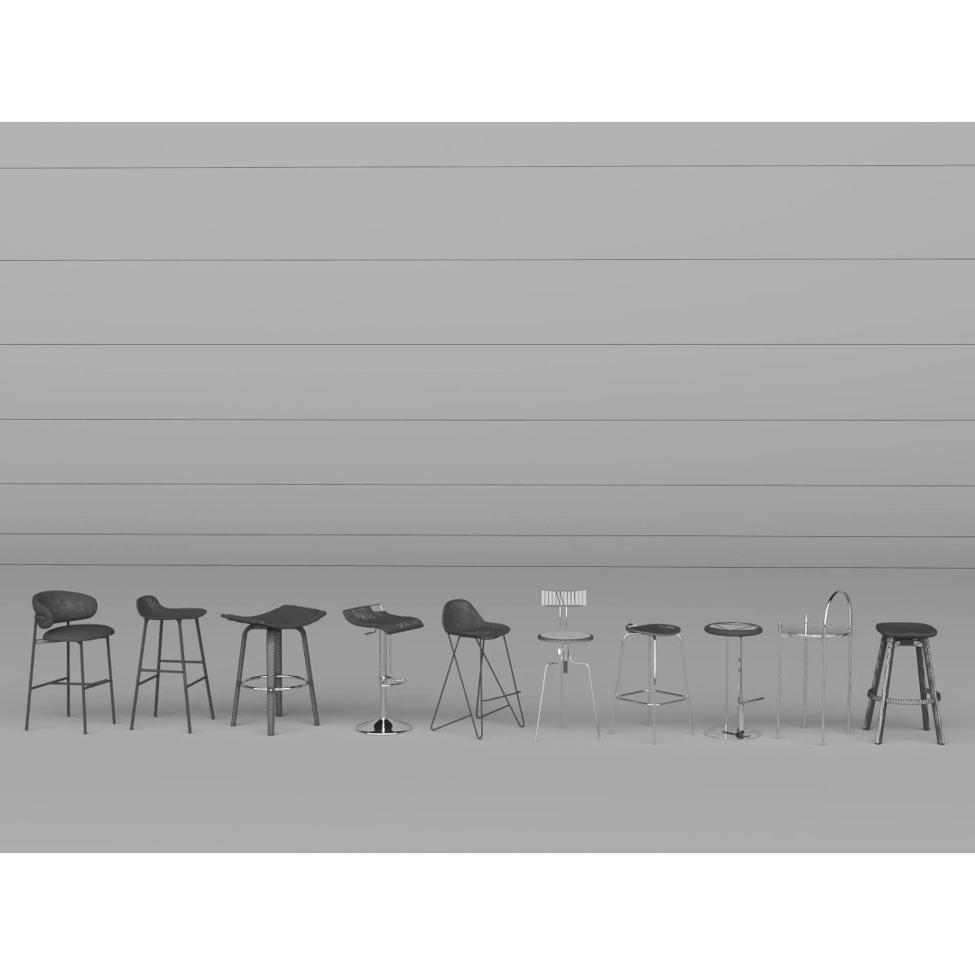 Modern Bar Stool 3D Model – Low Poly Realistic Furniture Asset - View 20