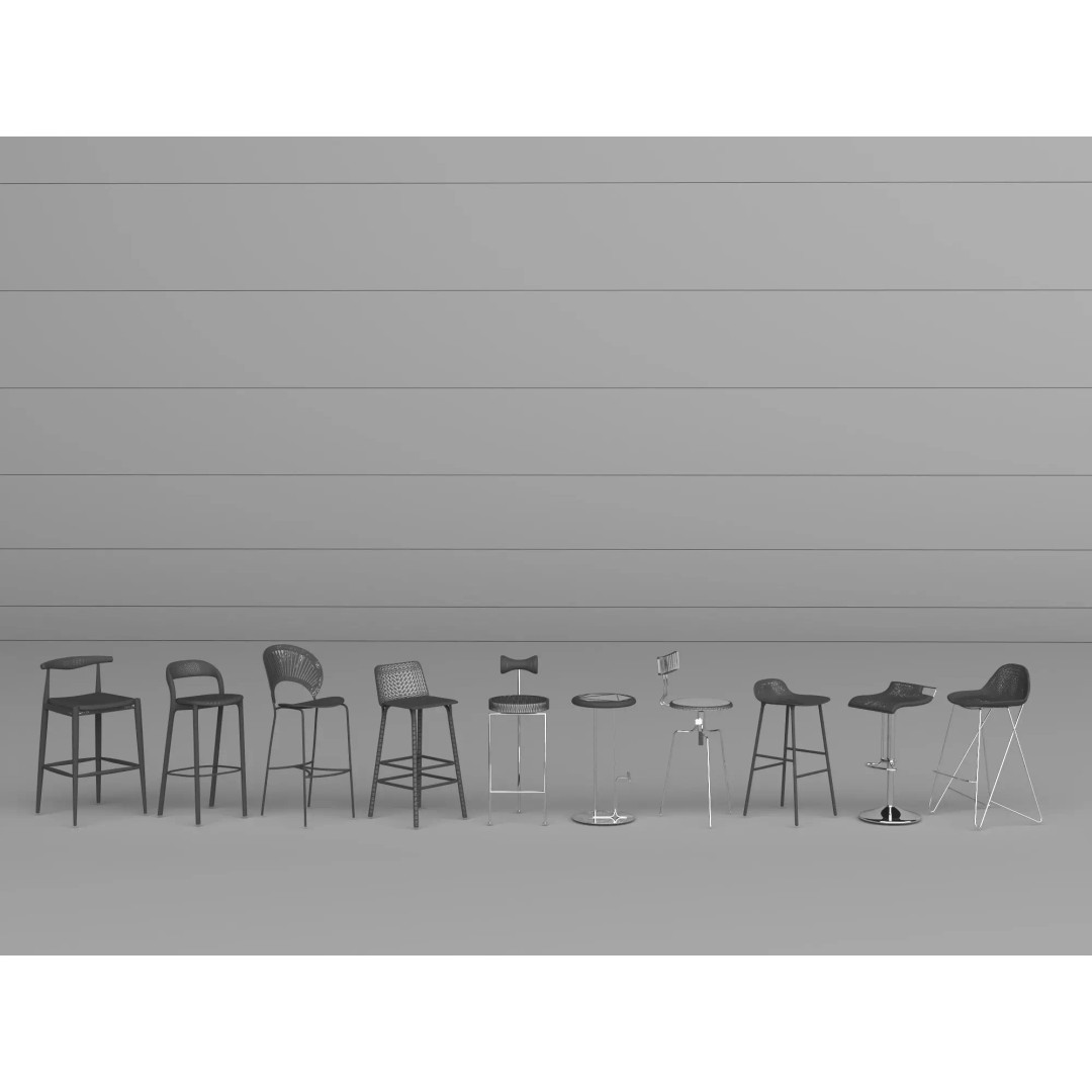 Modern Bar Stool 3D Model – Low Poly Realistic Furniture Asset - View 23