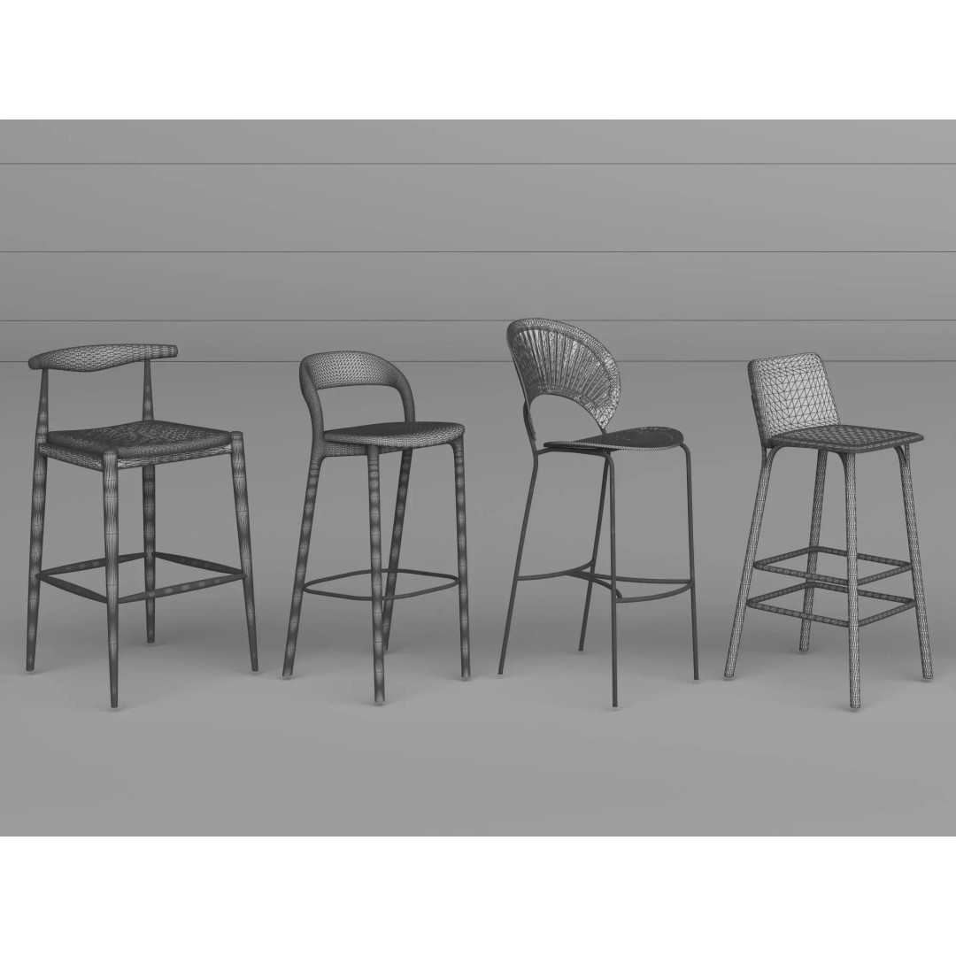 Modern Bar Stool 3D Model – Low Poly Realistic Furniture Asset - View 24