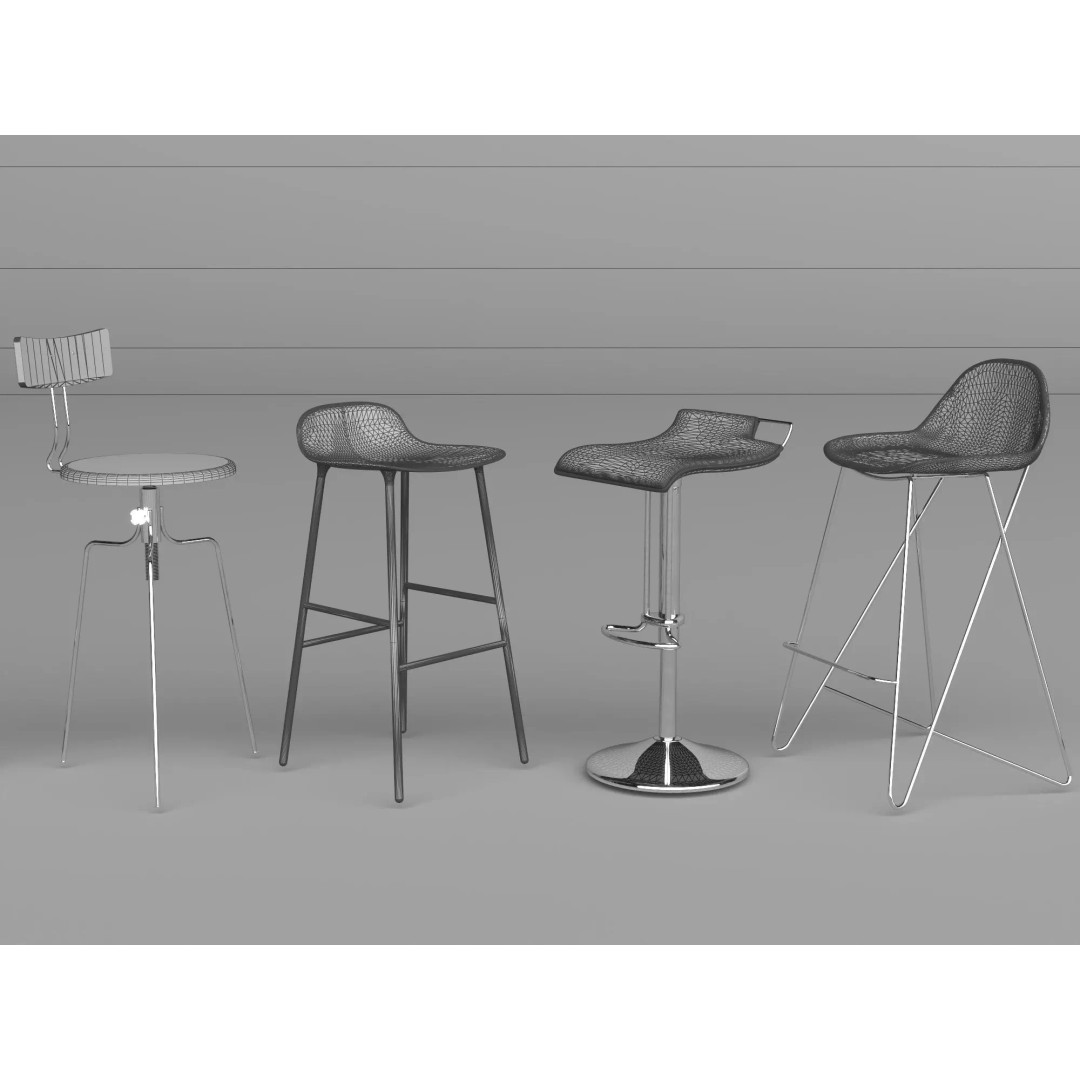 Modern Bar Stool 3D Model – Low Poly Realistic Furniture Asset - View 26