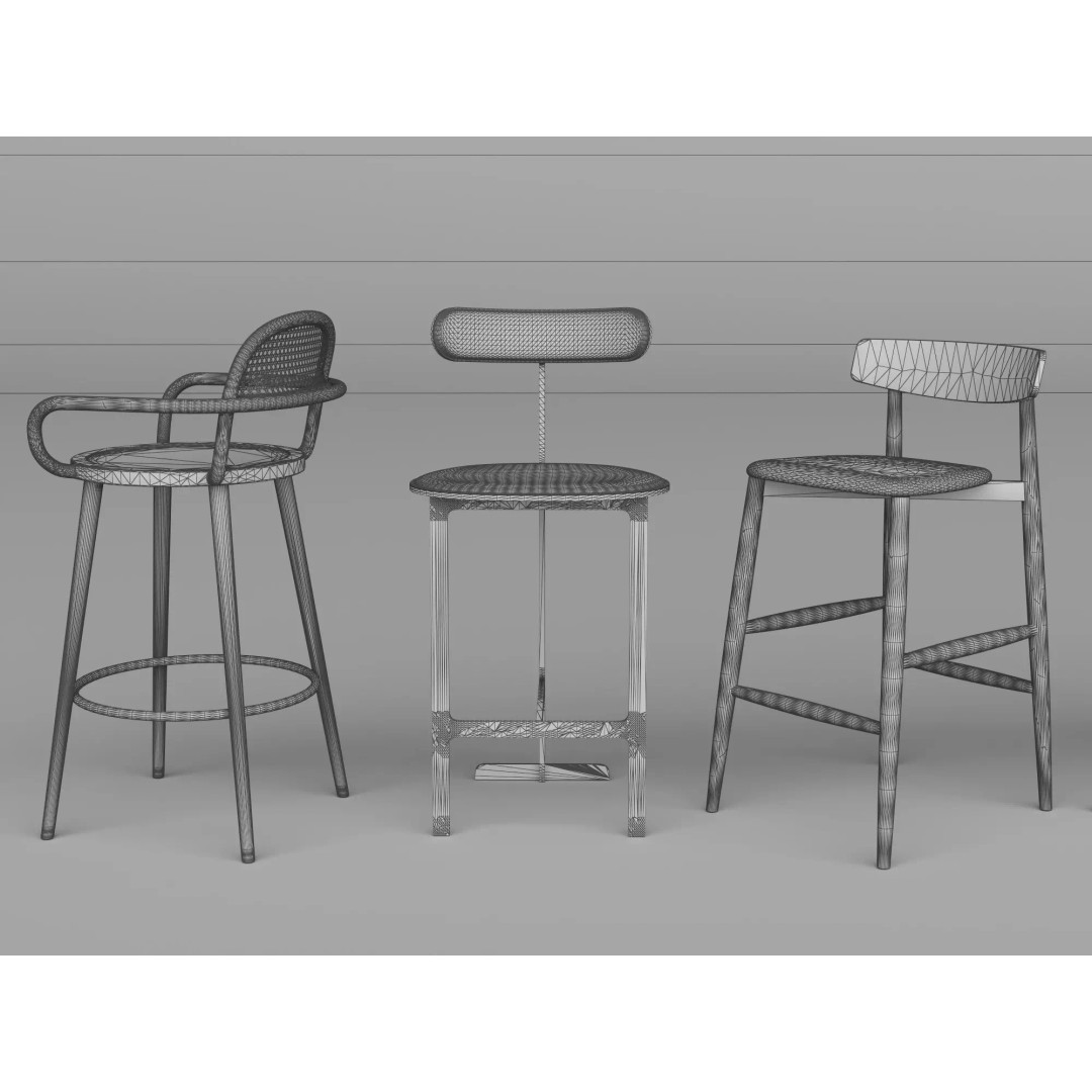 Modern Bar Stool 3D Model – Low Poly Realistic Furniture Asset - View 27