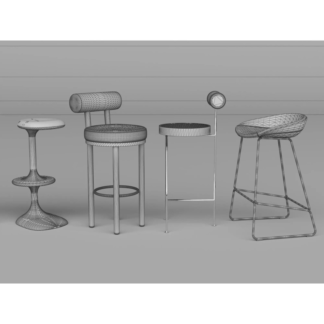 Modern Bar Stool 3D Model – Low Poly Realistic Furniture Asset - View 29
