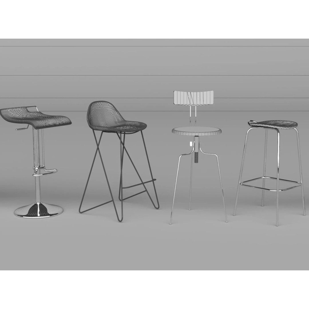 Modern Bar Stool 3D Model – Low Poly Realistic Furniture Asset - View 31