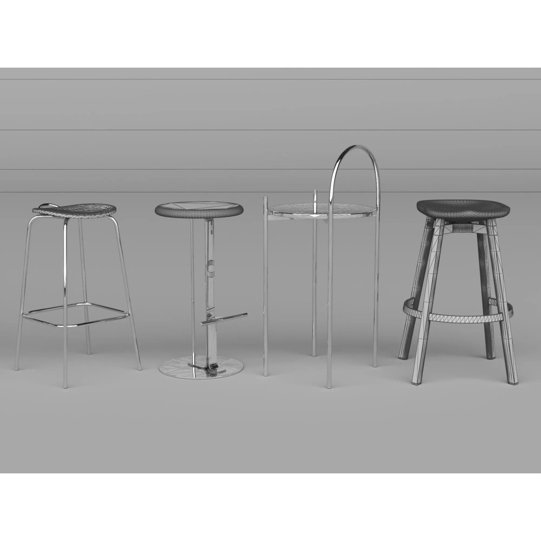 Modern Bar Stool 3D Model – Low Poly Realistic Furniture Asset - View 32