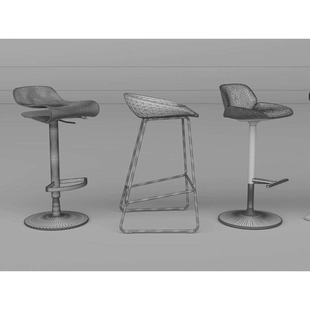 Modern Bar Stool 3D Model – Low Poly Realistic Furniture Asset - View 33