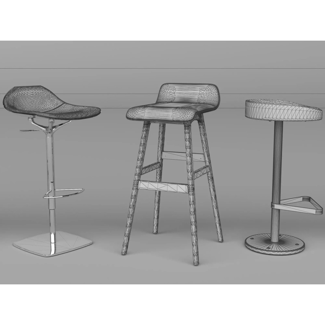 Modern Bar Stool 3D Model – Low Poly Realistic Furniture Asset - View 34