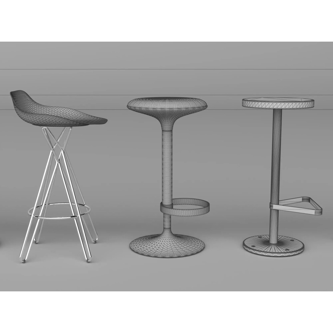Modern Bar Stool 3D Model – Low Poly Realistic Furniture Asset - View 35