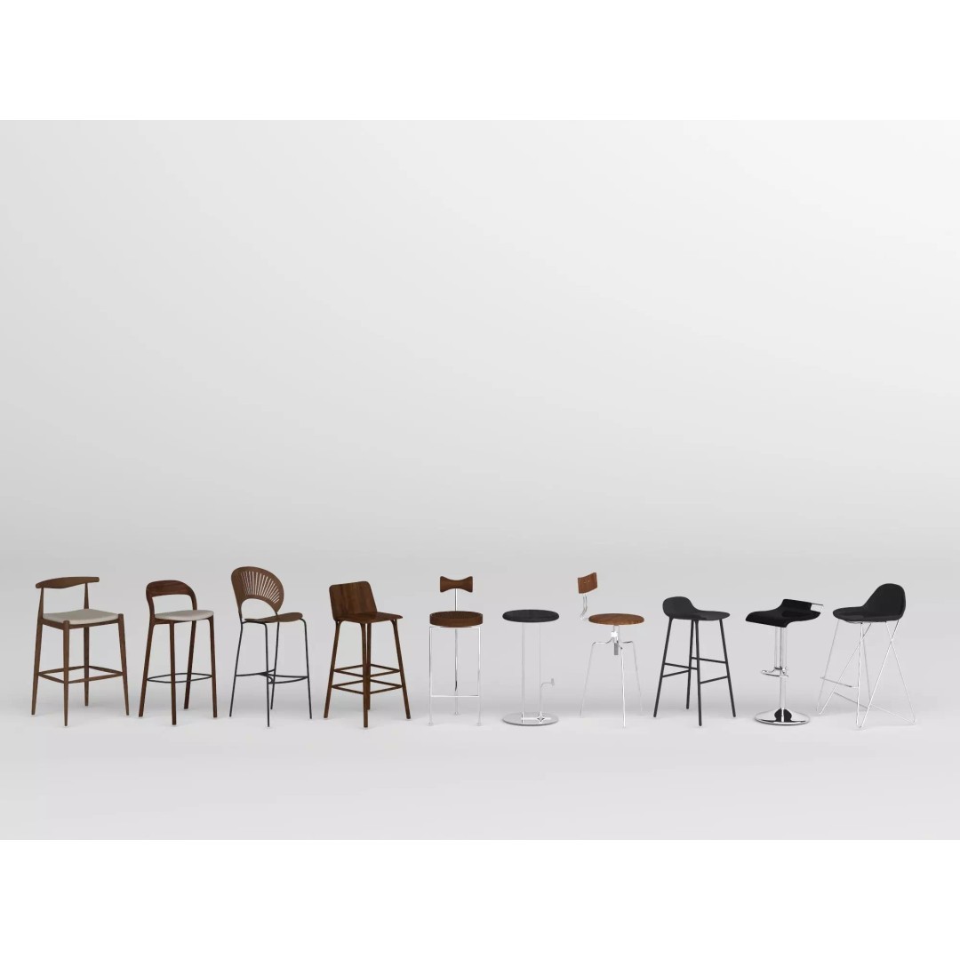 Modern Bar Stool 3D Model – Low Poly Realistic Furniture Asset - View 6