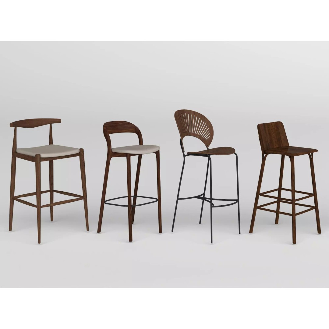 Modern Bar Stool 3D Model – Low Poly Realistic Furniture Asset - View 7