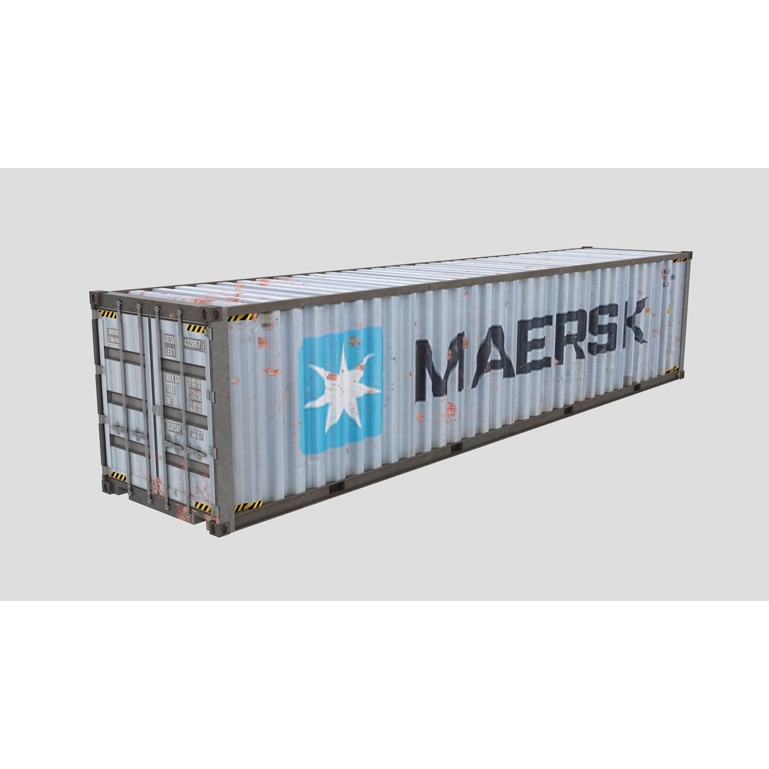 Cargo Shipping Container 3D Model – Low Poly Game Asset, FBX, PBR - View 3