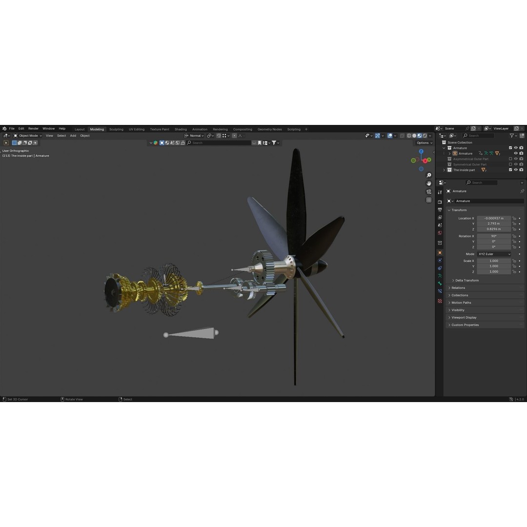 Turboprop Engine 3D Model – Low Poly Rigged Asset, FBX - View 12