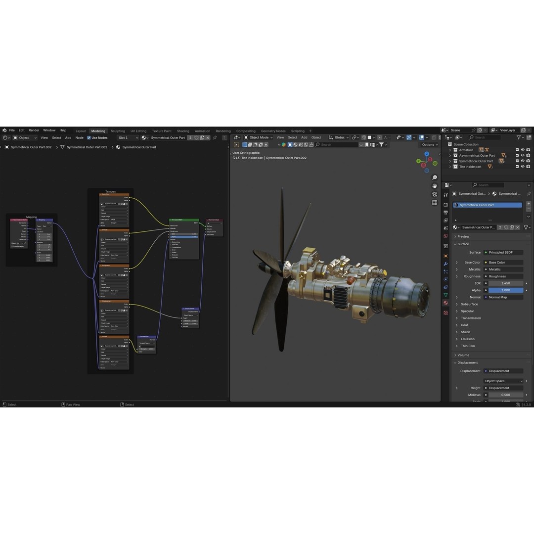 Turboprop Engine 3D Model – Low Poly Rigged Asset, FBX - View 15