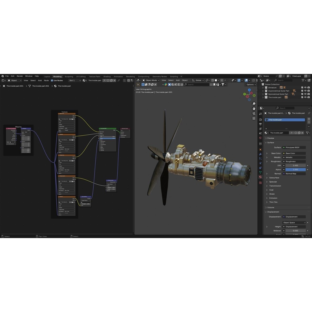 Turboprop Engine 3D Model – Low Poly Rigged Asset, FBX - View 16