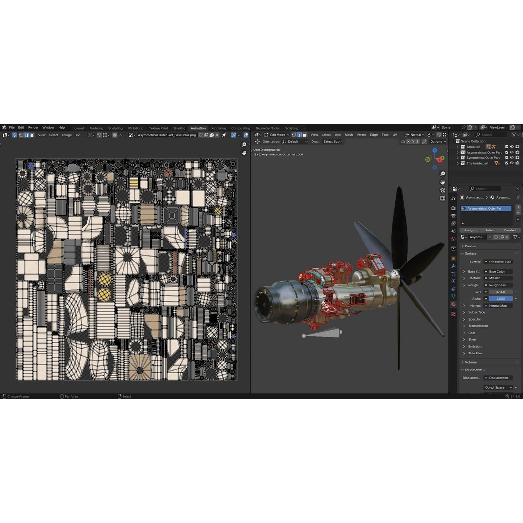 Turboprop Engine 3D Model – Low Poly Rigged Asset, FBX - View 17