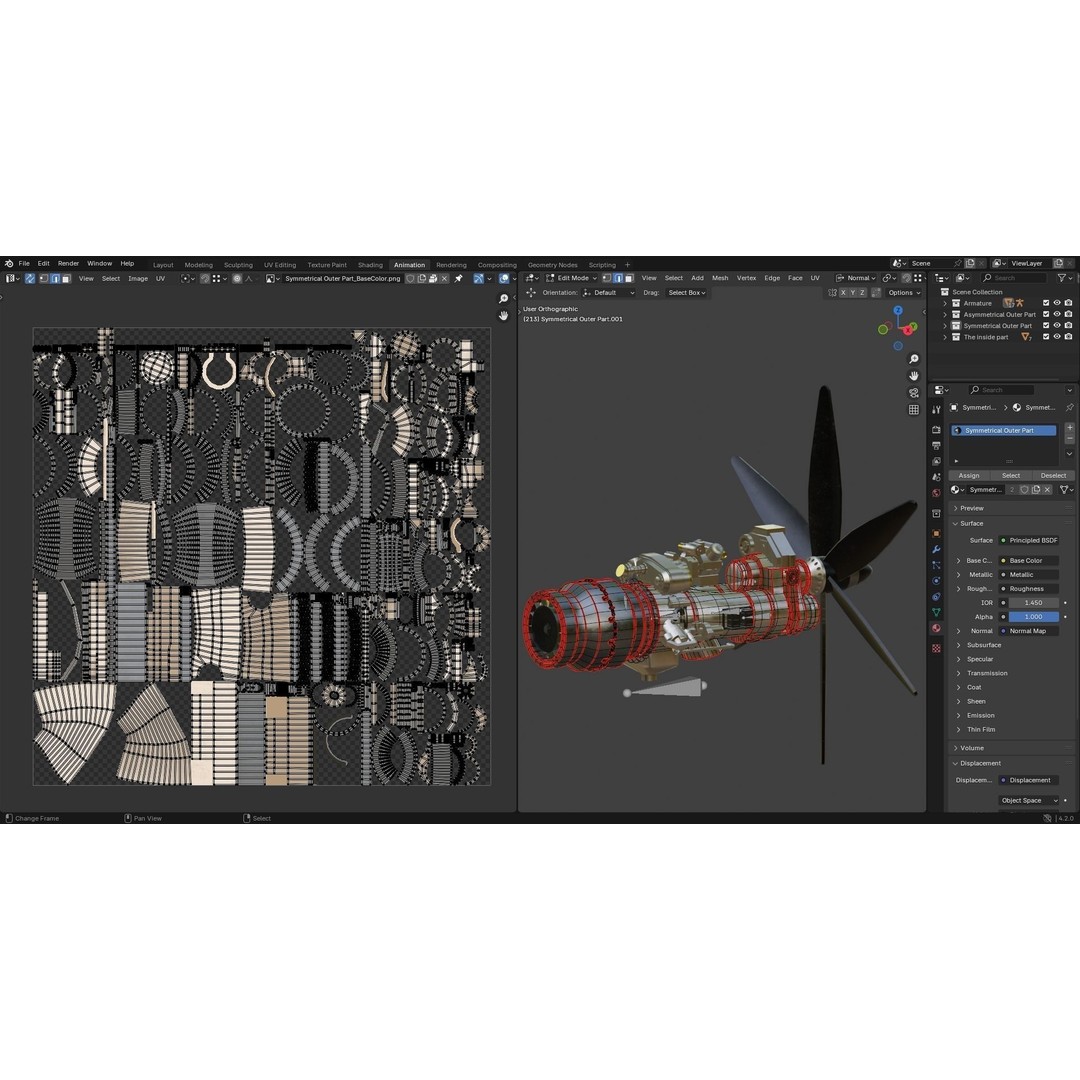Turboprop Engine 3D Model – Low Poly Rigged Asset, FBX - View 18
