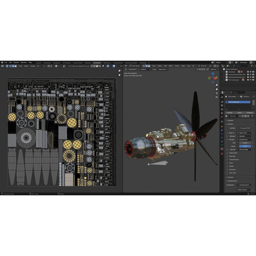 Turboprop Engine 3D Model – Low Poly Rigged Asset, FBX - View 19
