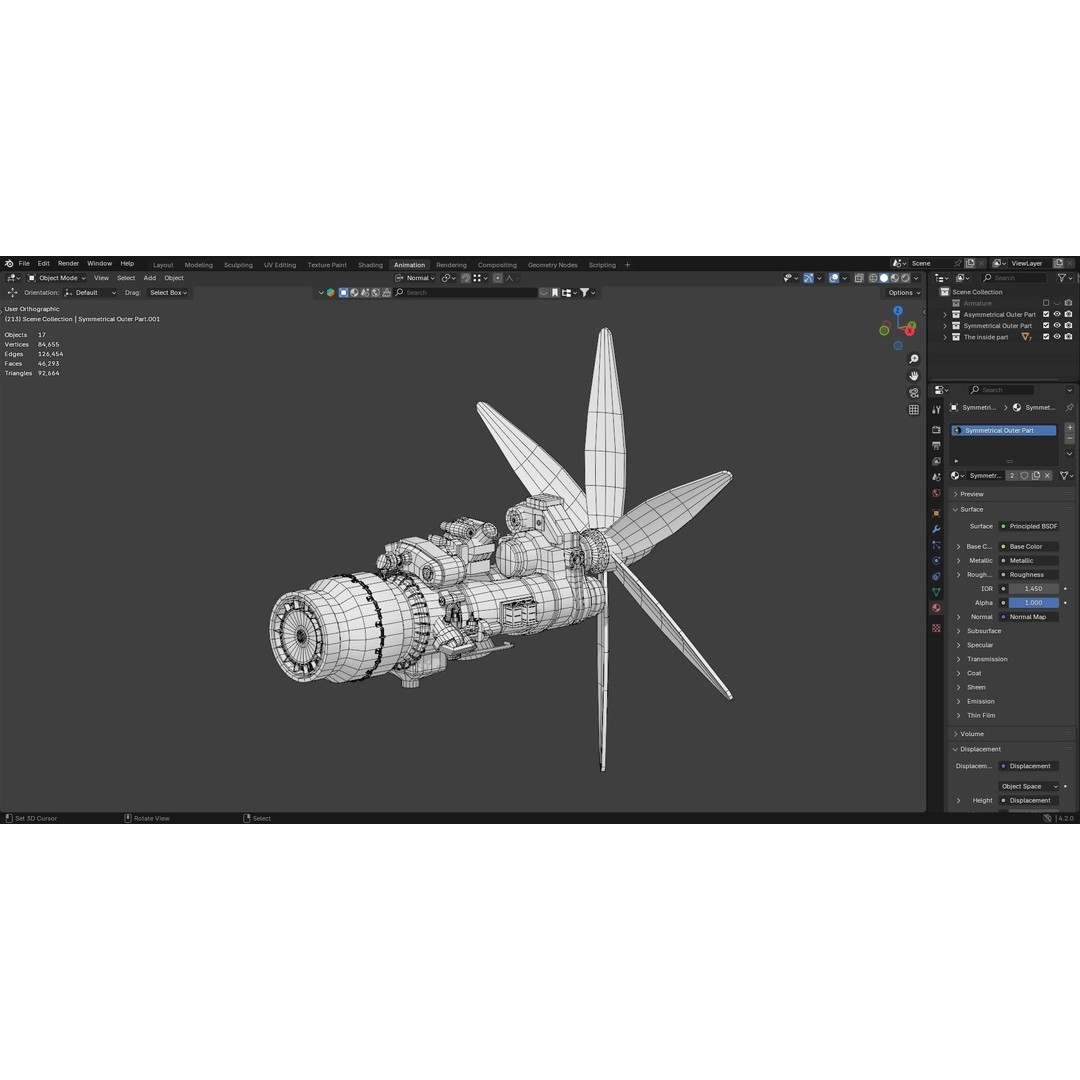 Turboprop Engine 3D Model – Low Poly Rigged Asset, FBX - View 20