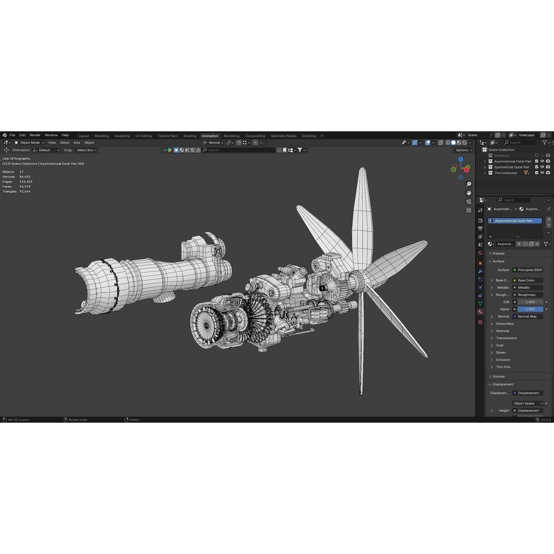 Turboprop Engine 3D Model – Low Poly Rigged Asset, FBX - View 21