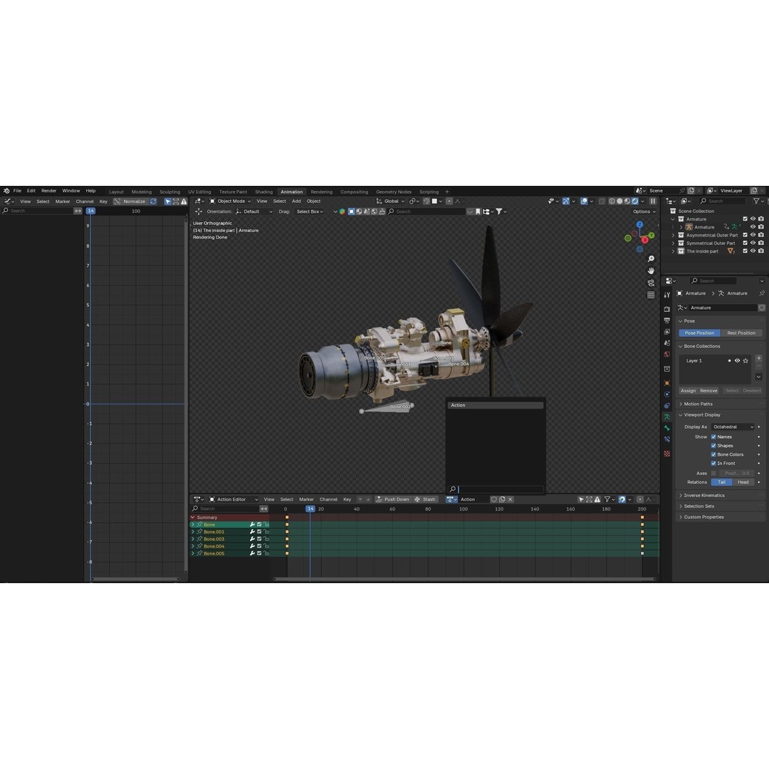 Turboprop Engine 3D Model – Low Poly Rigged Asset, FBX - View 22