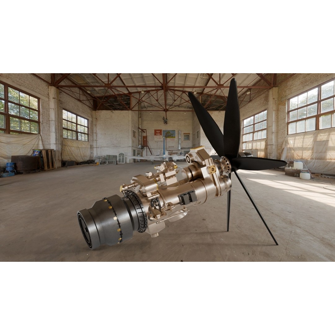 Turboprop Engine 3D Model – Low Poly Rigged Asset, FBX - View 24