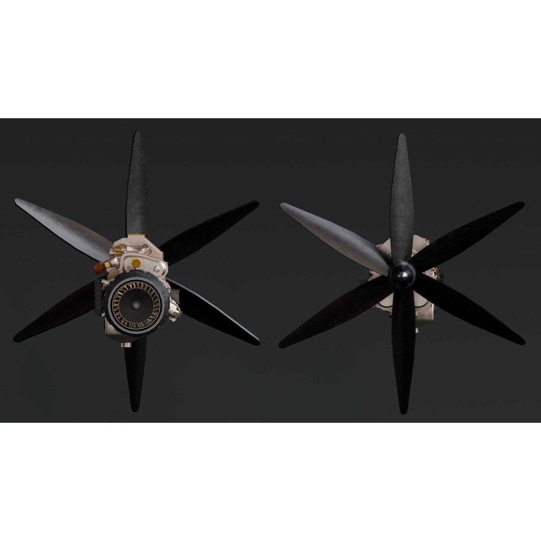 Turboprop Engine 3D Model – Low Poly Rigged Asset, FBX - View 9