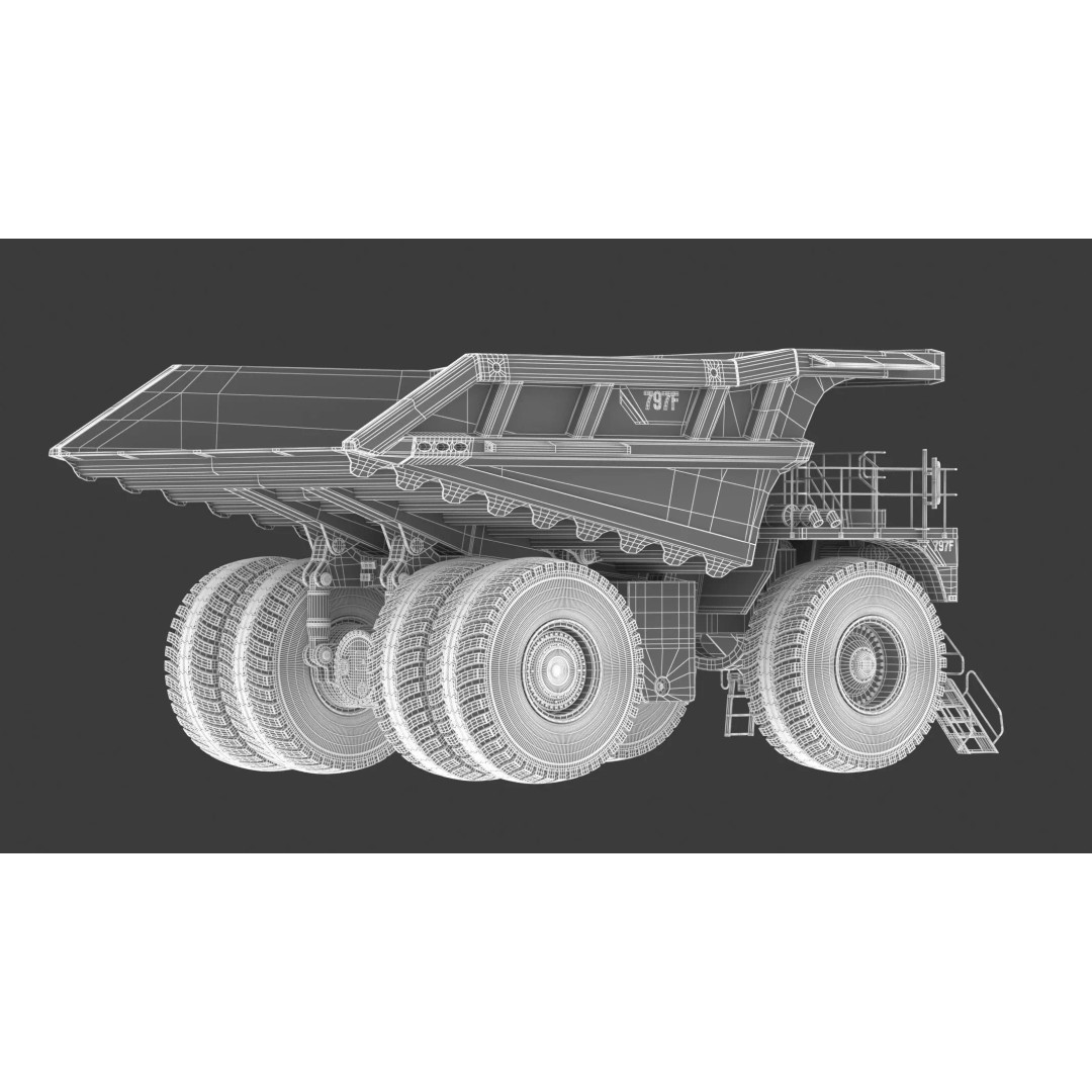 797F Mining Truck 3D Model – High Poly Industrial Hauler, FBX, PBR - View 29
