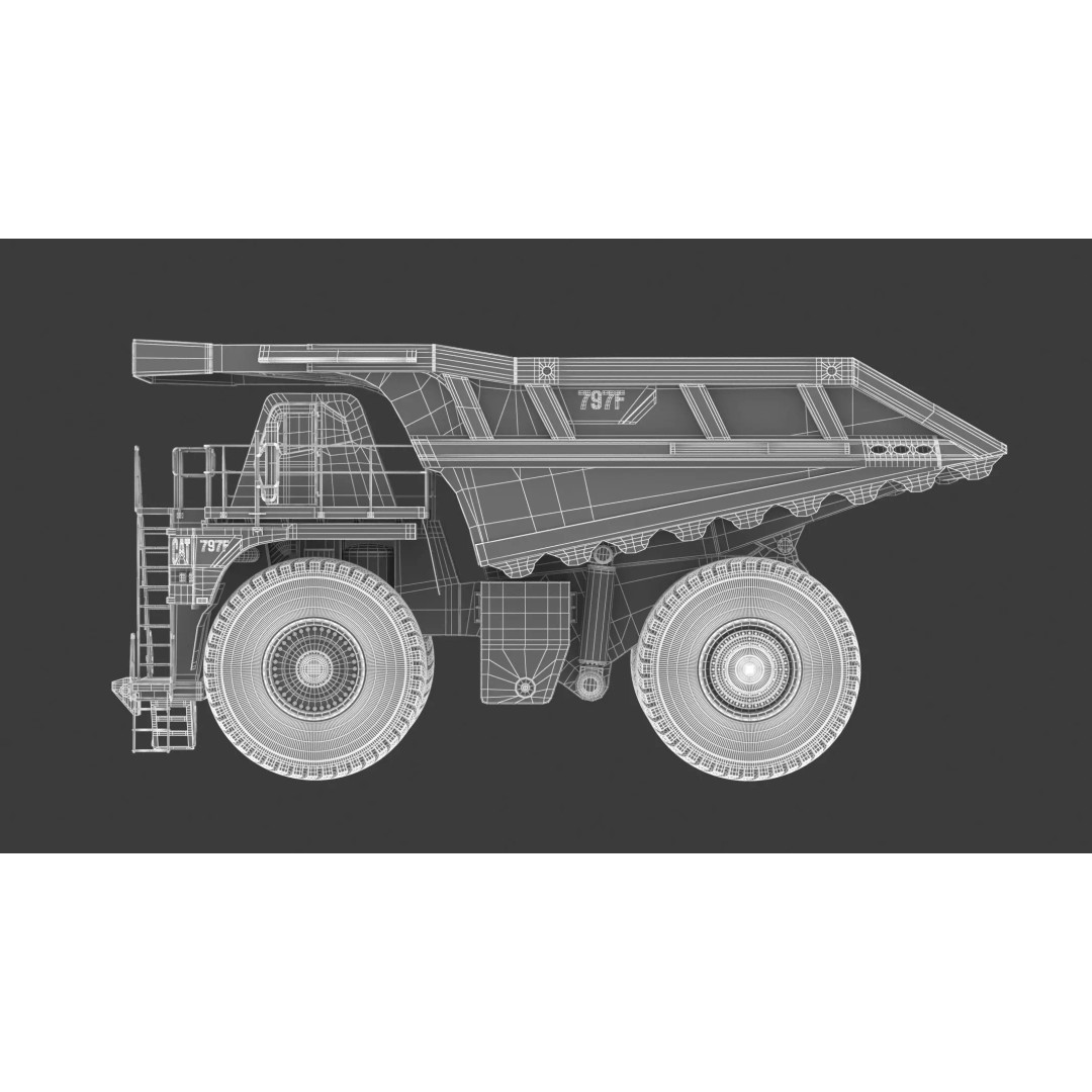 797F Mining Truck 3D Model – High Poly Industrial Hauler, FBX, PBR - View 32