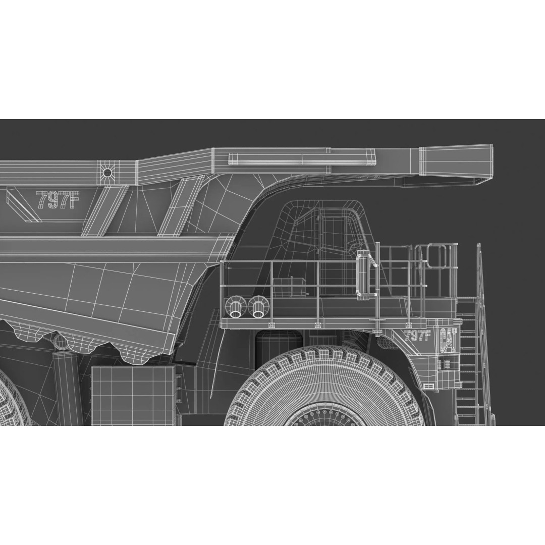 797F Mining Truck 3D Model – High Poly Industrial Hauler, FBX, PBR - View 38