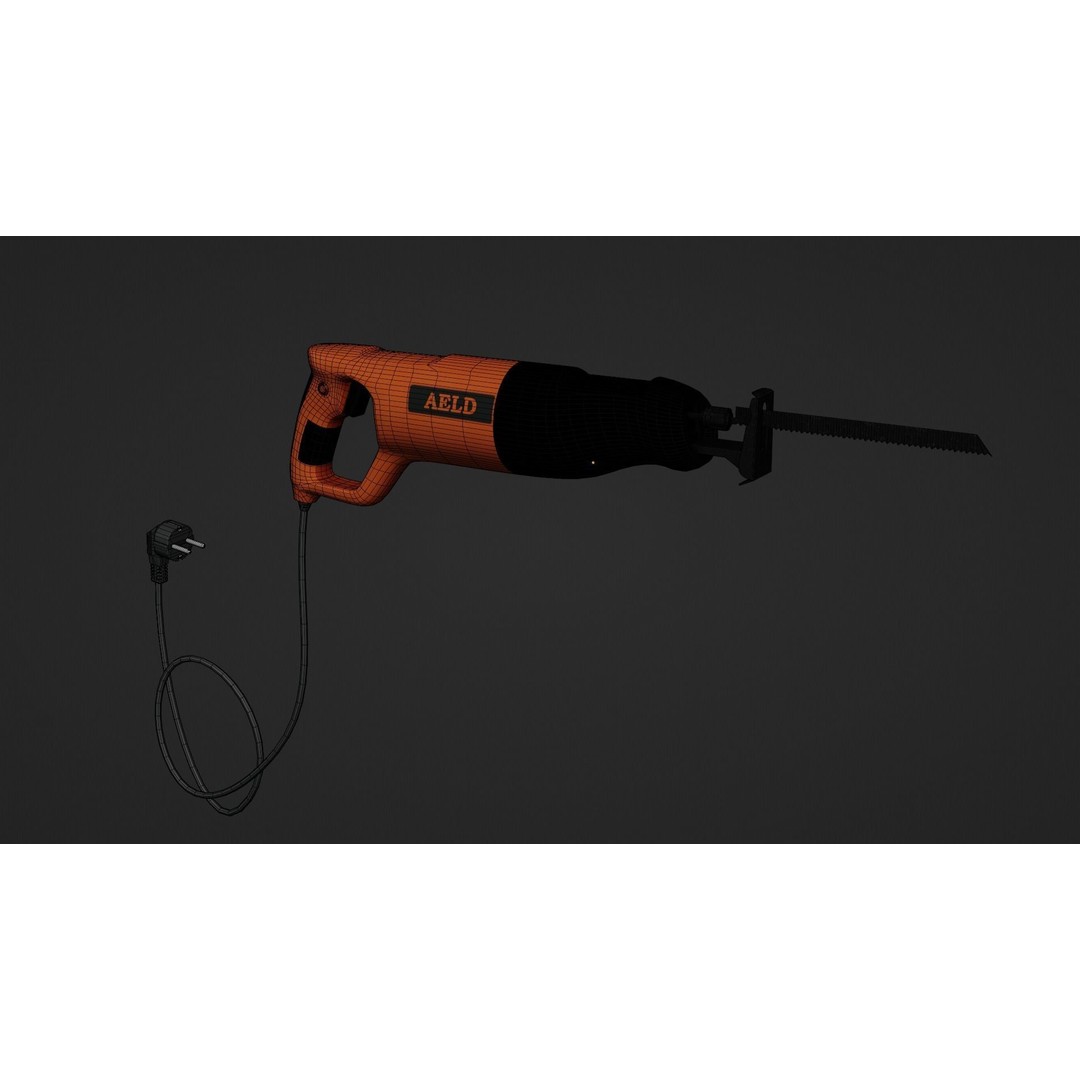 Reciprocating Saw 3D Model – Low Poly Game Asset, FBX, PBR Textures - View 10