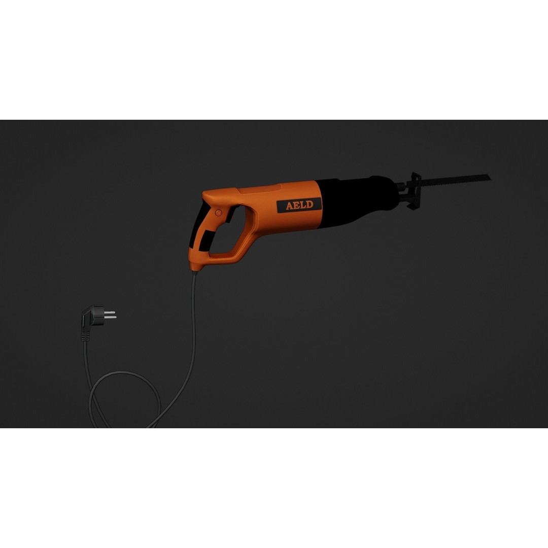 Reciprocating Saw 3D Model – Low Poly Game Asset, FBX, PBR Textures - View 11