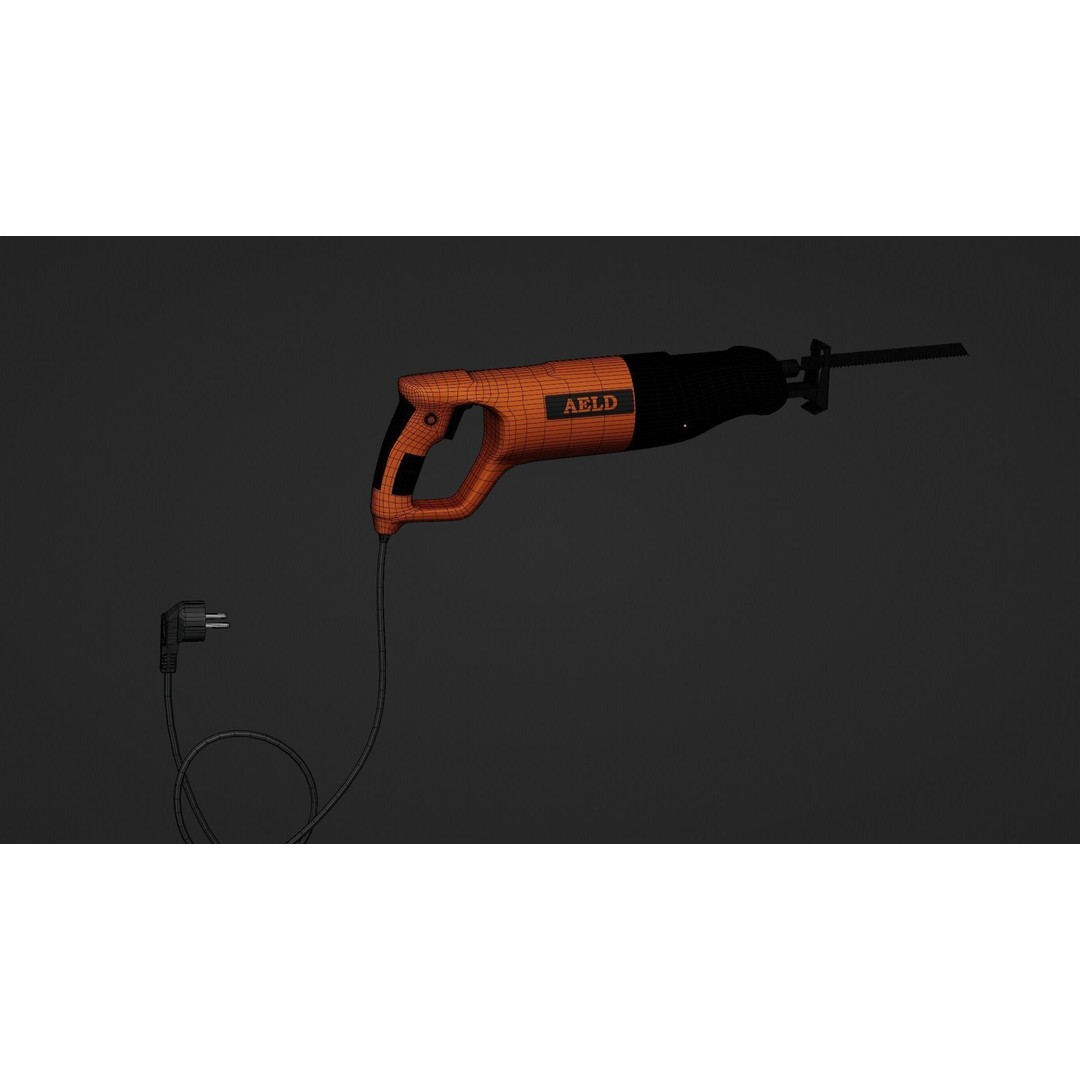 Reciprocating Saw 3D Model – Low Poly Game Asset, FBX, PBR Textures - View 12