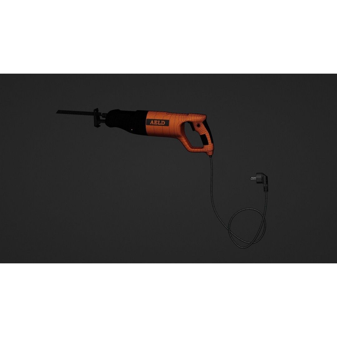 Reciprocating Saw 3D Model – Low Poly Game Asset, FBX, PBR Textures - View 14