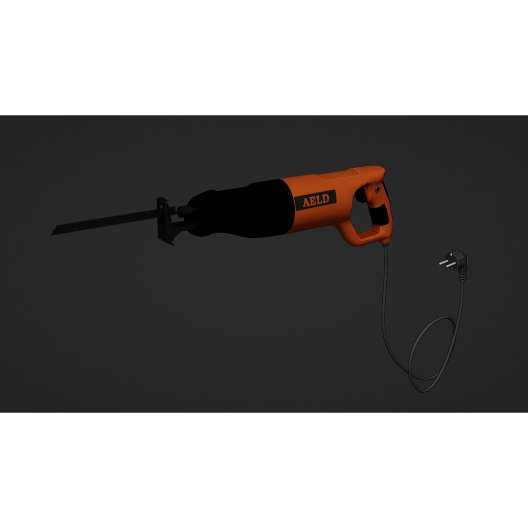 Reciprocating Saw 3D Model – Low Poly Game Asset, FBX, PBR Textures - View 17